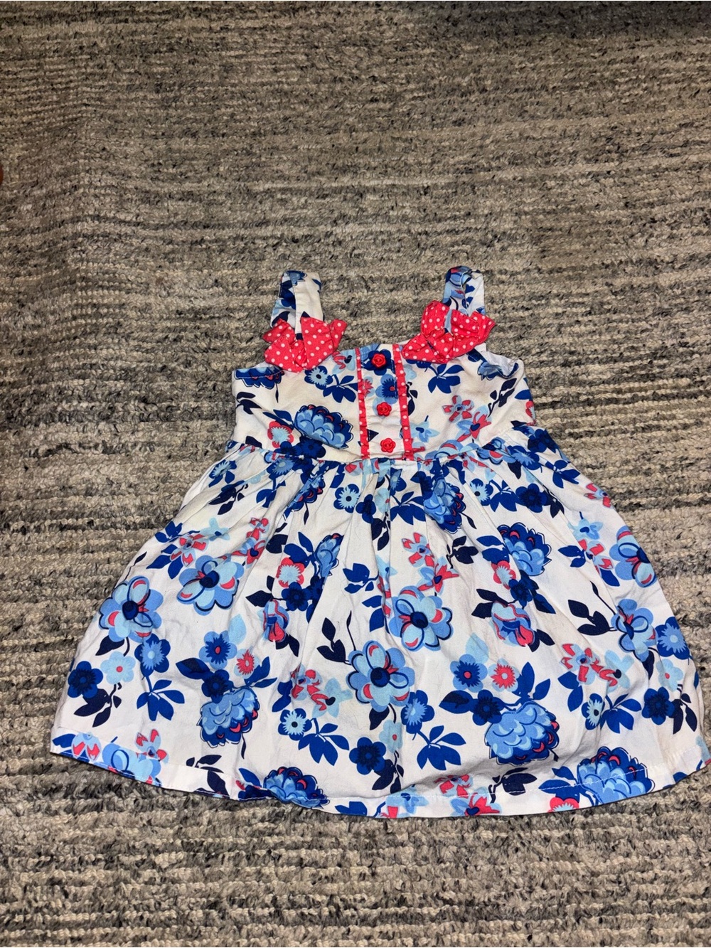 Girls White Floral Sundress with Blue and Pink Accents